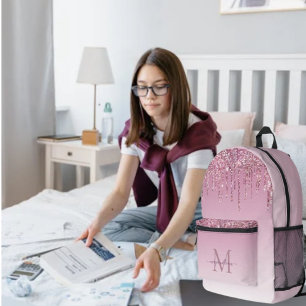 Modern Glitter Drips Personalised Monogram Name Printed Backpack