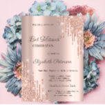 Modern Glitter Drips Rose Gold Bar Mitzvah Invitation<br><div class="desc">A modern,  chic and glamourous invitation with glitter drips on a rose gold background.</div>