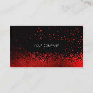 Modern Glitter Drop Red Black Business Card