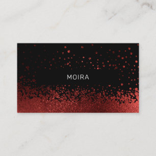 Modern Glitter Drop Red Black Business Card