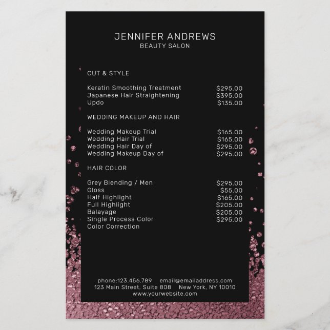 Modern Glitter Drop Rosegold Flyer (Front)