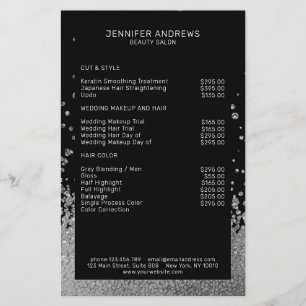 Modern Glitter Drop Silber Schwarz Flyer