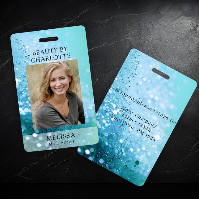 Modern Glitter Employee Photo ID Badge (Creator Uploaded)