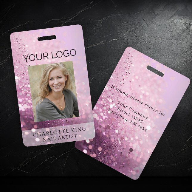 Modern Glitter Employee Photo ID Badge (Creator Uploaded)