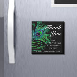 Modern Glitter Feather Boho Chic Thank You Magnet<br><div class="desc">Modern Glitter Feather Bho Chic Thank You Small Business Promotional Magnet features peacock feathers in green, blue and purple on a black background with the text "Thank You" in elegant modern calligraphy white script. All text and background colours are customisable. Personalise by editing the text in the text box provided....</div>