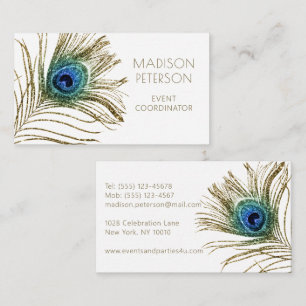 Modern Glitter Feather Event Coordinator Planner Business Card