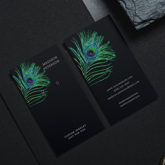 Modern Glitter Feather Jewellery Earring Display Business Card (Creator Uploaded)