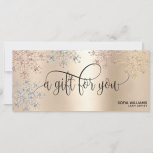Modern Glitter Gold Certificate Gift Card Snow