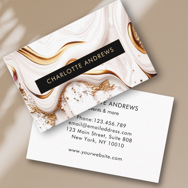 Modern Glitter Gold Marble Salon Business Card (Modern Glitter Gold Marble Salon Business Card)