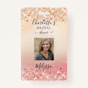 Modern Glitter Gold-Rosegold (Imitate)  Badge ID Badge