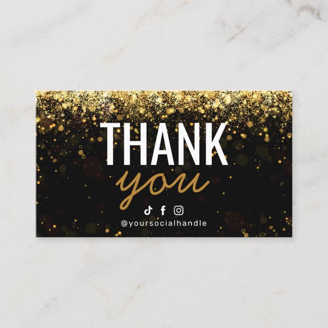 Modern Glitter Gold Thank you Card  (Front)