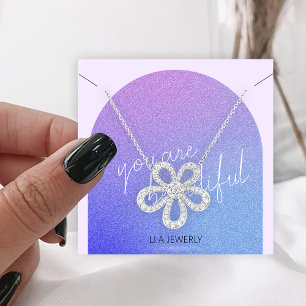 Modern Glitter Handmade Jewellery Necklace Display Square Business Card