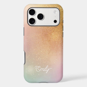 Modern Glitter Holographic Gold with Name