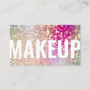 Modern Glitter Holographic Iridescent Make-up Business Card
