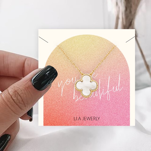 Modern Glitter Jewellery Necklace Display Square Business Card (Creator Uploaded)