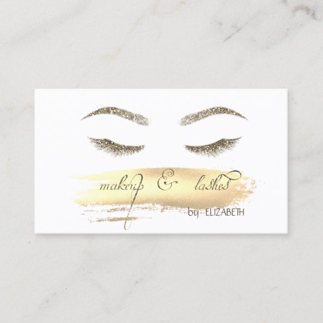 Modern,Glitter Lashes, Brush Stroke Business Card (Front)