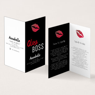 Modern Glitter Lip Gloss Boss Makeup Business Card