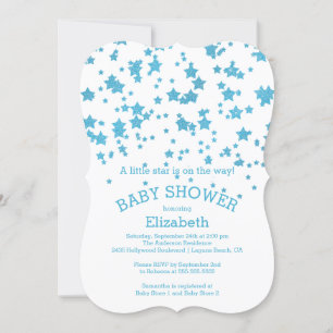 Modern Glitter Little Star Baby Shower Invitation