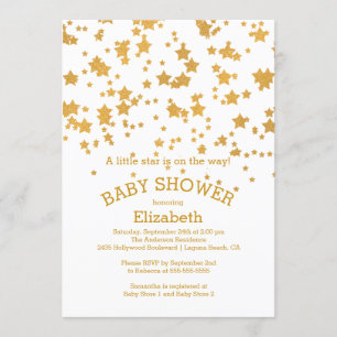 Modern Glitter Little Star Baby Shower Invitation