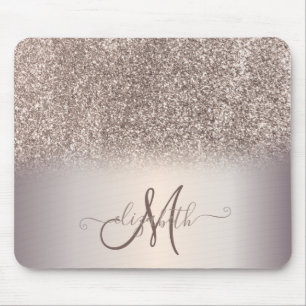 Modern Glitter Ombre Cool Monogram Mouse Mat