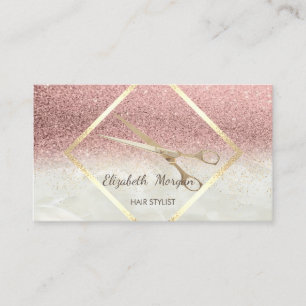 Modern Glitter Ombre Gold Frame,Confetti,Scissors Business Card