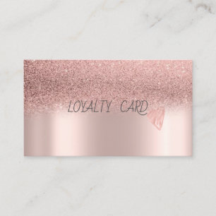 Modern Glitter Ombre Rose Gold Hearts Loyalty Card