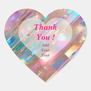 Modern Glitter Opal Holographic Collection Heart Sticker