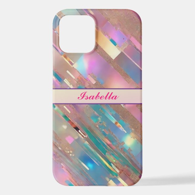 Modern Glitter Opal Holographic Collection iPhone Case (Back)