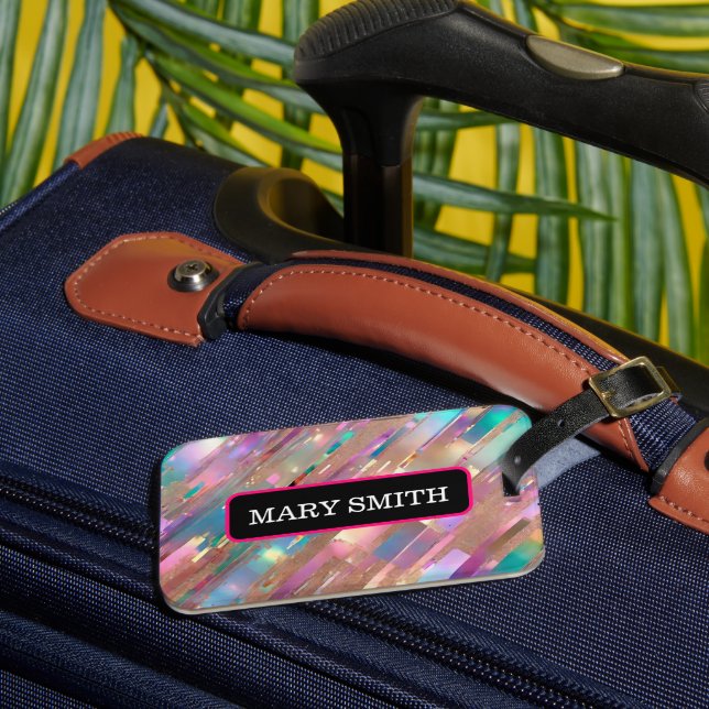 Modern Glitter Opal Holographic Collection Luggage Tag (Front Insitu 3)