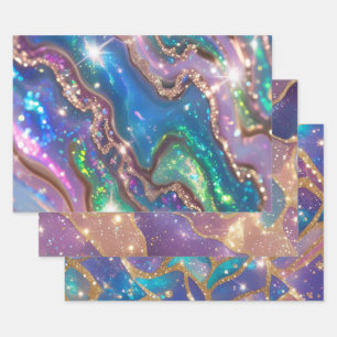Modern glitter opal  wrapping paper sheet