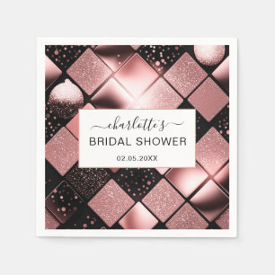 Modern Glitter Pattern Bridal Shower Napkin