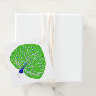 Modern glitter peacock favour tags