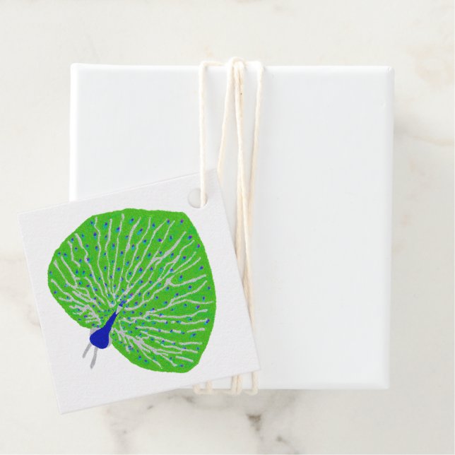 Modern glitter peacock favour tags (In Situ)