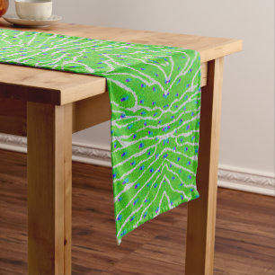 Modern glitter peacock feather long table runner