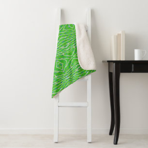 Modern glitter peacock feather sherpa blanket