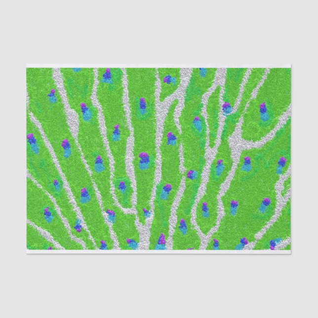 Modern glitter peacock feather tissue paper (Front)