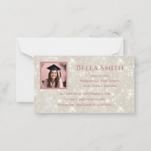Modern Glitter Photo Graduation Dusty Pink Card