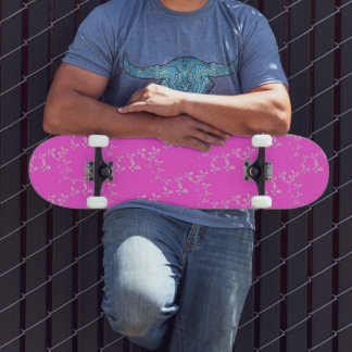Modern glitter pink butterflies skateboard