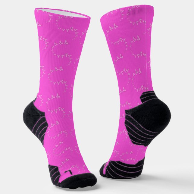 Modern glitter pink butterflies socks (Angled)