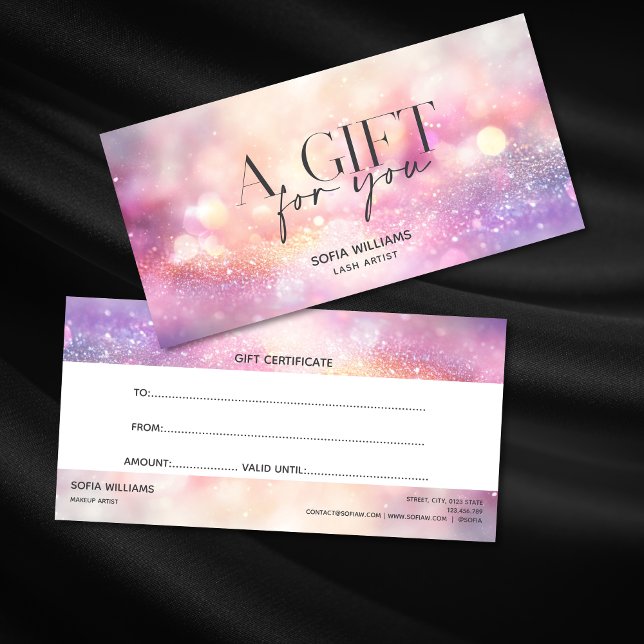 Modern Glitter Pink Certificate Gift Card (Creator Uploaded)
