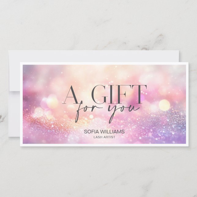 Modern Glitter Pink Certificate Gift Card (Front)