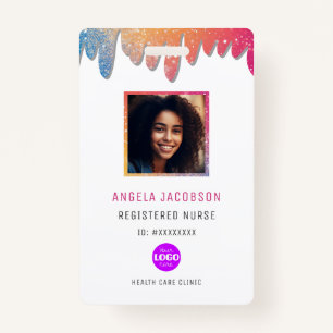 Modern Glitter Registered Nurse Photo  ID Badge