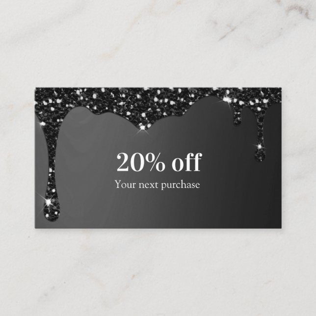 Modern Glitter Salon Discount Card (Front)