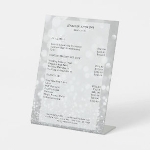Modern Glitter Salon Price cap Pedestal Sign