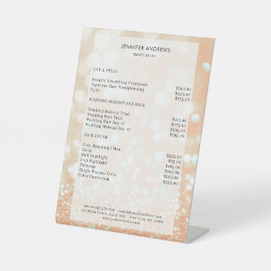 Modern Glitter Salon Price cap Pedestal Sign