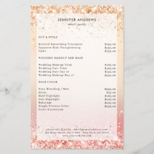 Modern Glitter Salon Price List Flyer