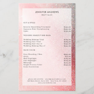 Modern  Glitter Salon Price List Flyer