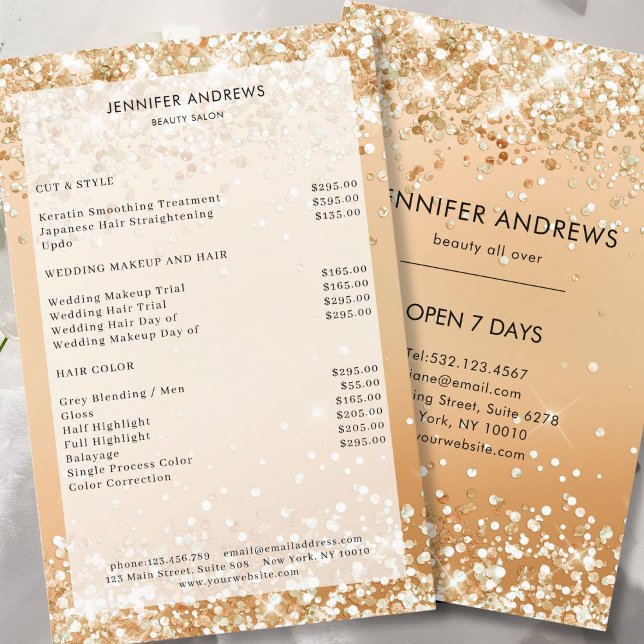 Modern  Glitter Salon Price List Flyer (Creator Uploaded)