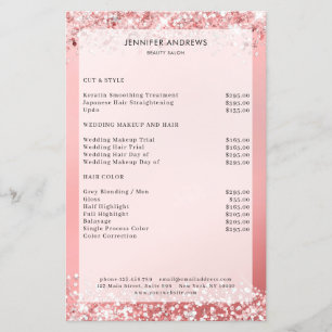 Modern  Glitter Salon Price List Flyer