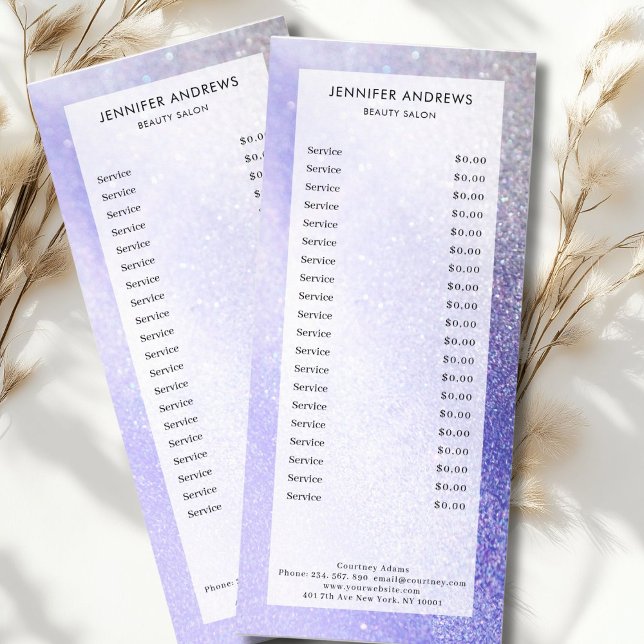 Modern, glitter, salon, pricelist rack card (Modern, glitter, salon, pricelist rack card)